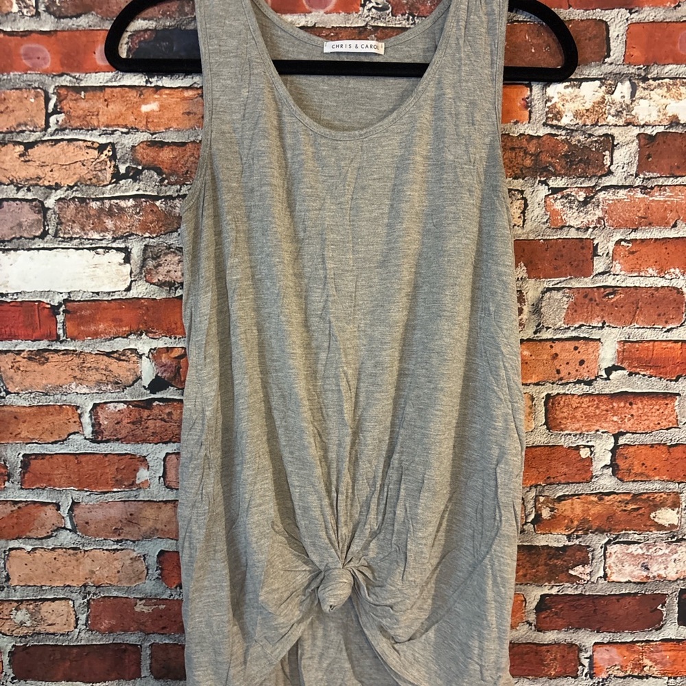 Chris & Carol Gray Twist Front Tank Top